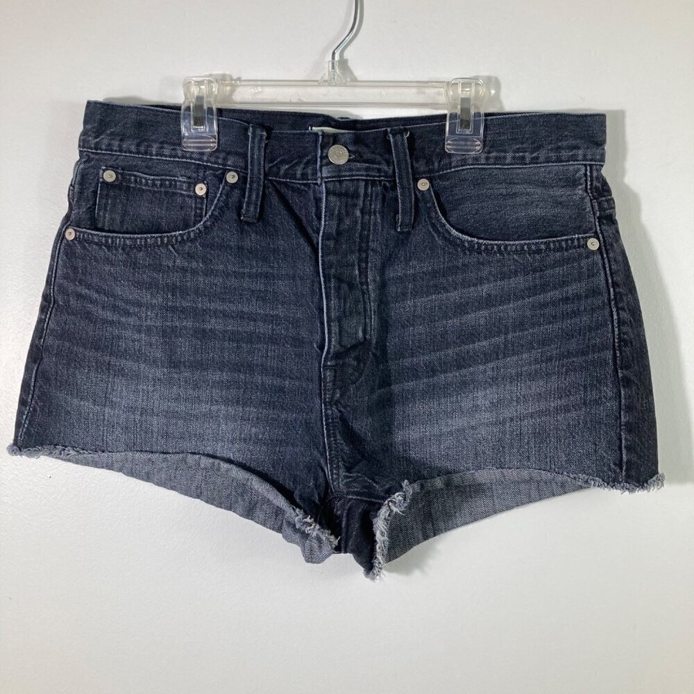 Womens Madewell Relaxed‎ Denim Buttonfly Shorts Rolled Hem Black 36